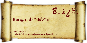 Benya Ádám névjegykártya